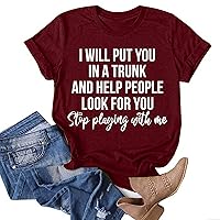 Women's T Shirts Summer Tops Funny Letters Cute Print Graphic Tee Casual Loose Fit Short Sleeve Holiday T Shirt Blouse