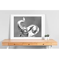 An elephant in grey. Art photography. Poster, canvas, pictures on the foam board and on aluminum plate (CANVAS + FRAME HAVANA CREAM, 16'' x 12'' (40 x 30 cm))