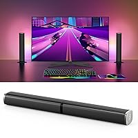 Wohome Sound Bars for TV, Colorful LED Light Bar Speakers, 2.2ch 32 Inches Detachable Soundbar Speaker with TV-ARC/Optical/AUX/USB Connection for Home, Parties, Bars