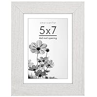 5x7 Picture Frame in White - Use as 4x6 Picture Frame with Mat or 5x7 Frame Without Mat - Wide Frame, Shatter Resistant Glass, Built-in Easel, Hanging Hardware for Wall and Tabletop
