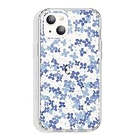 for iPhone 13 Mini Case Clear 5.4 Inch with Pattern Design, Protective Slim TPU Cover + Shockproof Bumper for Women and Girls (Tiny Flowers/Blue)