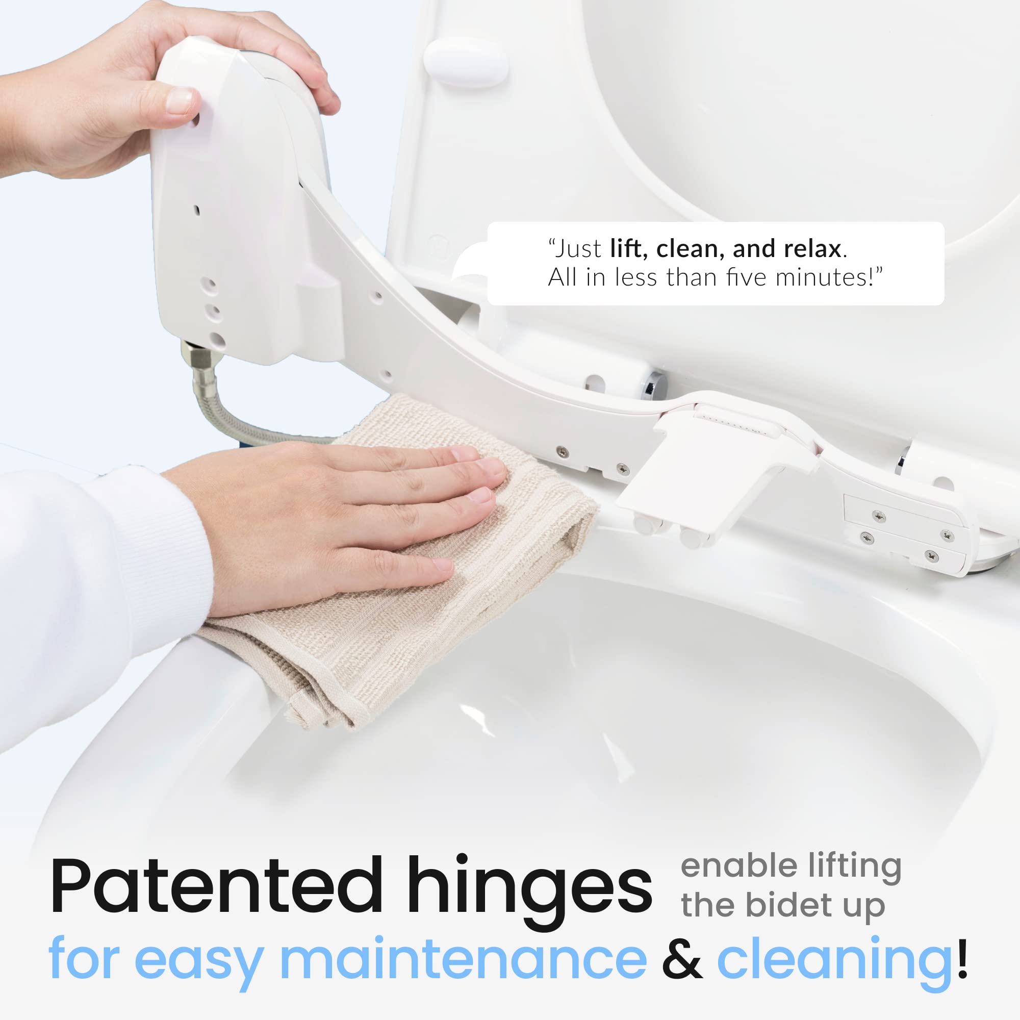 LUXE Bidet NEO 320 Plus – Next-Generation Warm Water Bidet Toilet Seat Attachment with Innovative EZ-Lift Hinges, Dual Nozzles, and 360° Self-Cleaning Mode (Chrome)