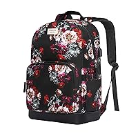 MOSISO 15.6-16 inch 20L Laptop Backpack for Women, Polyester Anti-Theft Stylish Casual Daypack Bag with Luggage Strap & USB Charging Port, Cottonrose Travel Business Backpack, Black