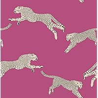 Scalamandre Bubblegum Leaping Cheetah Peel & Stick Wallpaper