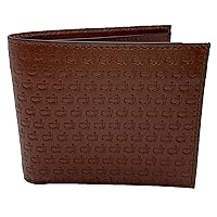 Masters Collection Embossed Mini Logo Pattern Leather Bi-Fold Wallet (Brown)