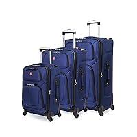 SwissGear Sion Softside Expandable Luggage, Blue, 3-Piece Set (21/25/29)