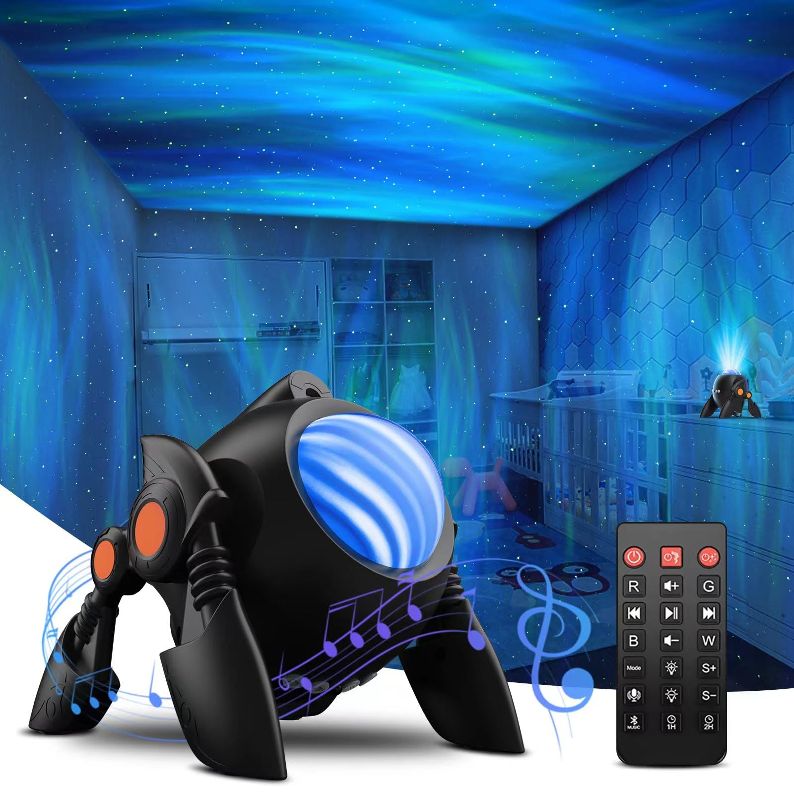 Star Projector, Galaxy Starry Projection Lamp, Bluetooth Speaker Aurora  Lighting with Timer and Remote Control, LED Sky Night Light for Kids  Bedroom