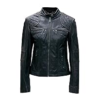 PAUL BERMAN Pelle D'annata Ladies Real Leather Black Brown Biker jacket size 8 to 18