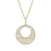 Ross-Simons 0.75 ct. t.w. Baguette and Round Diamond Open-Circle Pendant Necklace in 14kt Yellow Gold. 18 inches