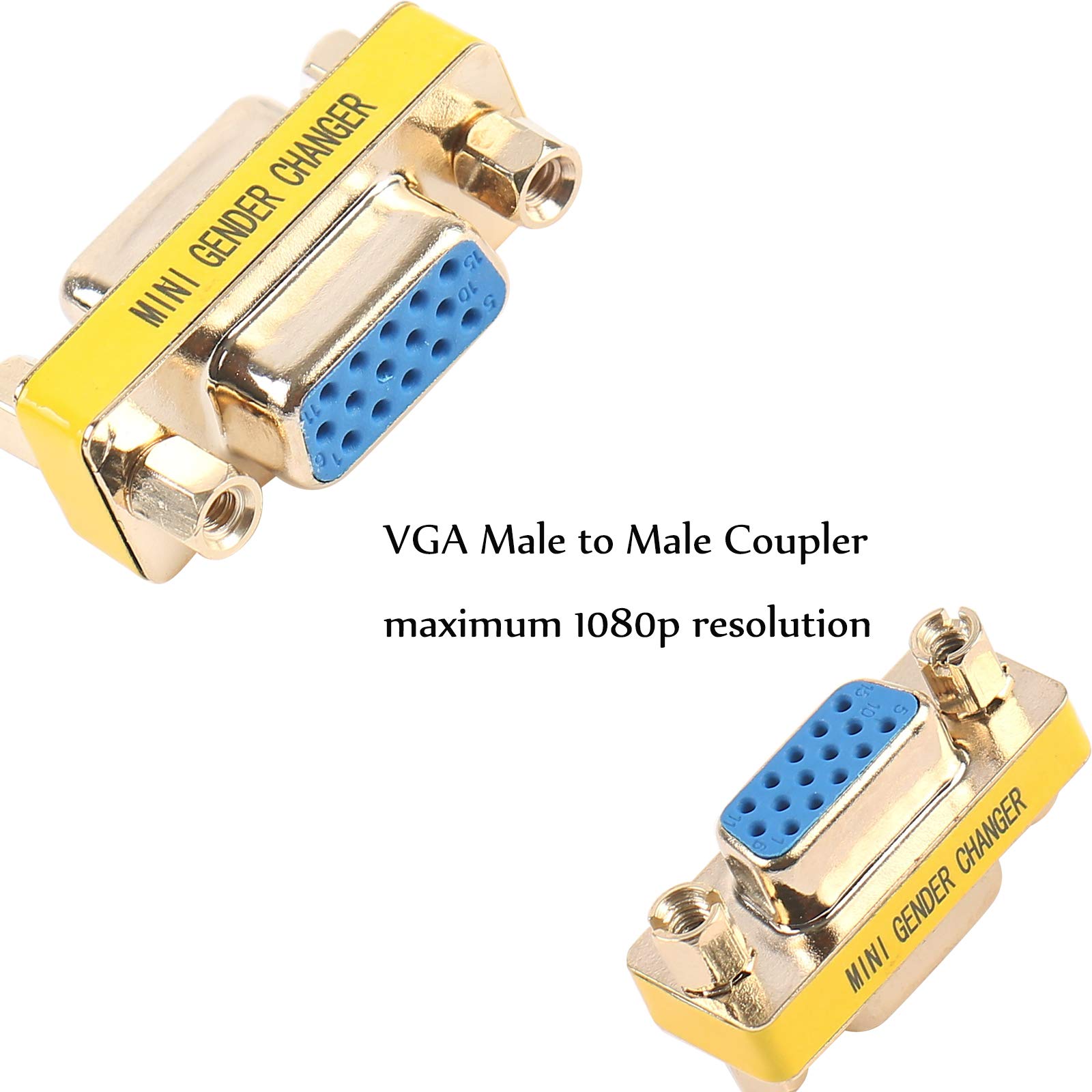 BENFEI VGA Coupler, 2-Pack VGA/SVGA Adapter HD15 Female to Female Gender with Gold-Plated Cord