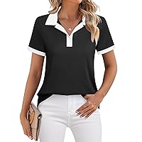 Vivilli Women's Short Sleeve Blouses Work Shirts for Office Cotton Businee Casual Polo Tops