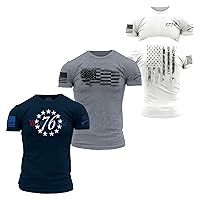 Grunt Style Constitution Crew Bundle Men's T-Shirt, 3-Pack (76 We The People, 1776 Flag, Bar Flag), Small