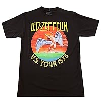 Led Zeppelin USA 1975 Concert Tour Black T Shirt Adult Size