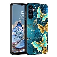 GUAGUA Compatible with Samsung Galaxy A25 Case 6.5 Inch Glow in The Dark Cute Blue Butterfly Noctilucent Luminous Shockproof Protective Case for Samsung Galaxy A25 5G, Blue