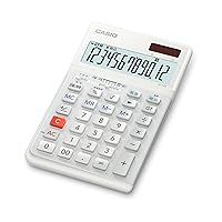 Casio JE-12D-WE-N Ergonomic Calculator, 12 Digits, Days & Time Calculation, Just Type, White, Eco Mark Certified