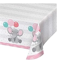 Creative Converting Enchanting Elephants Girl Paper Tablecloth, 1 ct