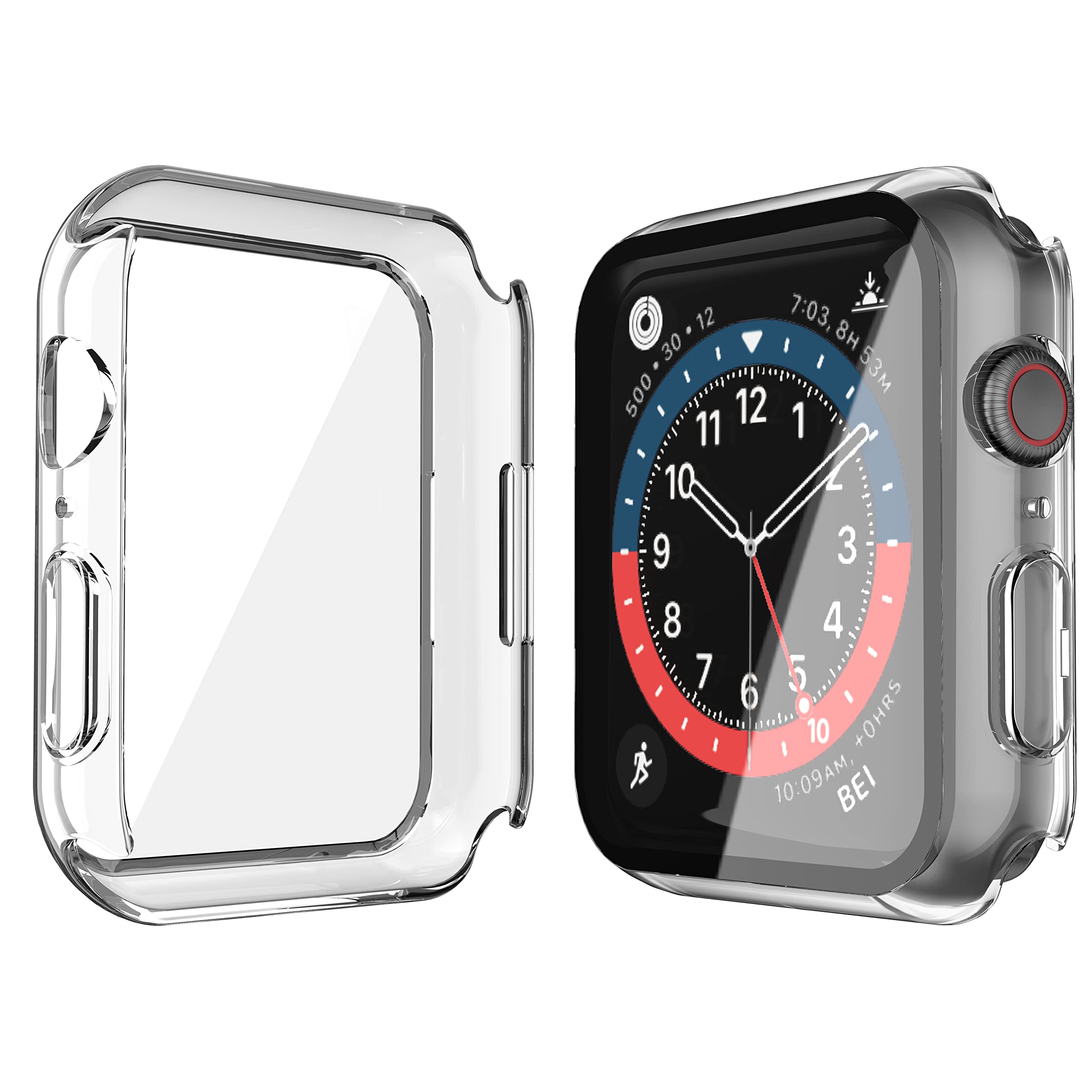 Misxi 2 Pack Hard PC Case with Tempered Glass Screen Protector Compatible with Apple Watch Series 8 Series 7 41mm, Ultra-Thin Scratch Resistant Overall Protective Cover for iWatch, Transparent