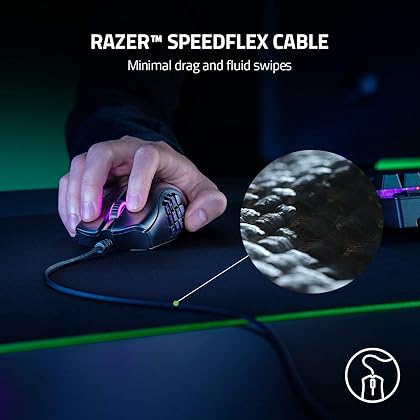 Razer Naga X Wired MMO Gaming Mouse: 18K DPI Optical Sensor - 2nd-gen Optical Switch - Chroma RGB Lighting - 16 Programmable Buttons - 85g - Classic Black