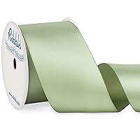 Ribbli Dusty Sage Satin Ribbon Double Faced Satin 2 Inch x Continuous 10 Yards-Sage Green Ribbon for Gift Wrapping Crafts Wedding Decoration Bows Bouquet Floral Arrangement