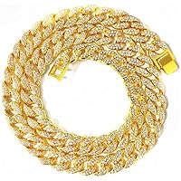 European And American Hip-Hop Style Full Diamond Large Chain Necklace For Male And Female Exquisite Necklace Gold 20Cm Deft Design
