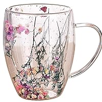 Flower cup coffee cups with 300 ml of dry flower cup unique transparent coffee cups resistant to temperature for milk juice tea drink, style2