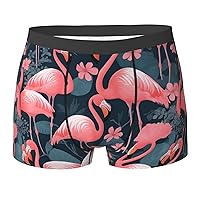 Red Flamingos Print Men's Athletic Underwear Moisture Wicking Performance Boxer Briefs Mens Boxer Briefs