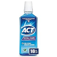 ACT Total Care Anticavity Fluoride Mouthwash 18 fl. oz. 3pk Kills Bad Breath Germs, Icy Clean Mint