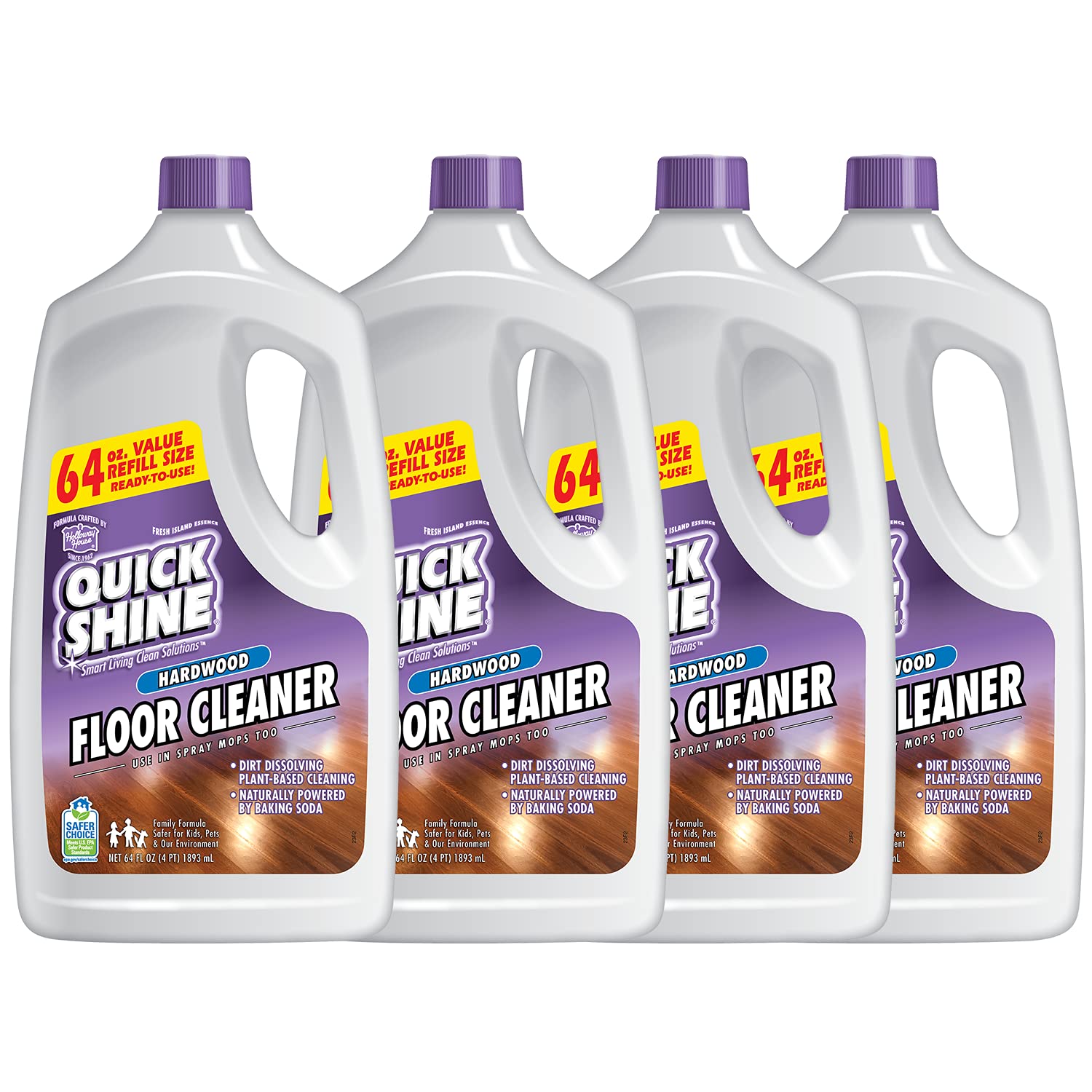 Quick Shine High Traffic Hardwood Floor Cleaner Spray Mop Solution, 64 oz, Naturally Powered by Baking Soda for Easy Streak-Free Zero-Residue Clean...
