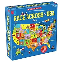 University Games, Scholastic Race Across the USA Board Game , Geography Learning Game for Kids and Families, for 2 to 4 Players Ages 8 and Up