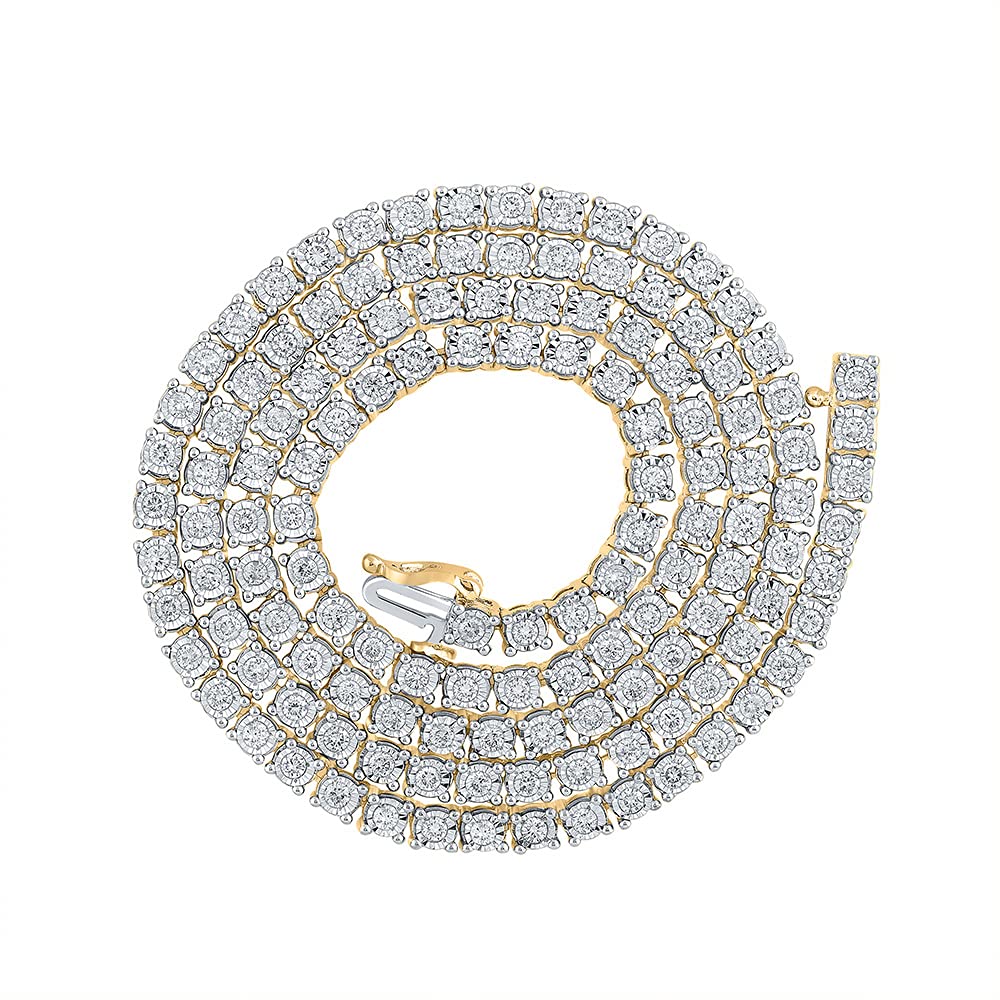 Macey Worldwide Jewelry 10K Yellow Gold Mens Diamond 20-inch Stylish Link Chain Necklace 4-3/8 Ctw.