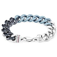 Tommy Hilfiger Men's Jewelry Link Bracelet, Stainless Steel Light Blue - Dark Blue, Lobster Closure, Stylish Band, (Model:2790515)