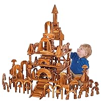 210 pcs Outdoor Large Wooden Building Blocks Set for Kids Toddlers 3-12 (35 lbs), Big Carbonized Wooden Sensory Blocks Toys, Mega Outside Building Toys for Preschool