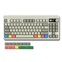 Womier Retro 75% Gaming Keyboard with OLED Display&Knob, M87 Pro Bluetooth 5.1/2.4GHz /USB-C Wireless Mechanical Keyboard with Hot-Swappable Custom Switch, Compact Gamer RGB Keyboard-Grey