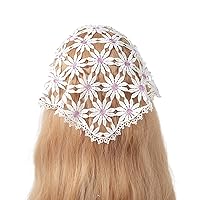 Delicate Daisy Pattern Hollow Turban Hot Girl Hair Scarf Knitted Headband for Women Girls Photo Shoot Hair Accessory