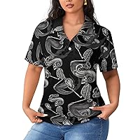 Rock Skull Mermaid Women's Sport Shirt Short Sleeve Golf T-Shirt Tennis Quick Dry Casual Tops Print Work Shirt