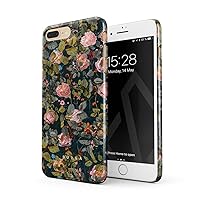 BURGA Phone Case Compatible with iPhone 7 Plus / 8 Plus - Cherries Blossom Floral Print Pattern Vintage Flowers Peony Cute Case for Women Thin Design Durable Hard Plastic Protective Case