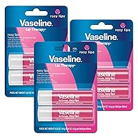Vaseline Lip Therapy Care Rosy, Fast-Acting Nourishment, Ideal for Chapped, Dry, Cracked, or Damaged Lips, Lip Balm, 3-Pack of 2, 0.16 Oz Each, 6 Lip Balms