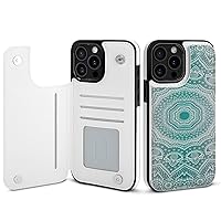 Mandala Ombre Sacred Geometry Occult Pattern Phone Case Flip Wallet with Card Holder Protective Phone Cover Compatible with iPhone 15 Pro Max