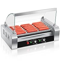 SYBO Hot Dog Roller, 18 Hot Dog 7 Roller Grill Cooker Machine with Detachable Glass Cover, 1000-Watts, OT-R3-8