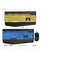 SABLUTE 2 Packs Large Print Wired Computer Keyboards and Mouse with Wrist Rest, Phone Holder Easy to Read Big Letters Keys for Visually Impaired Low Vision, Compatible Windows, Desktop, Laptop