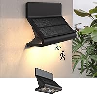 LED Solar Lights Outdoor with Optical Lens and 3 Lighting Modes, Motion Sensor Wall Lights, Motion Sensor Outdoor Lights Waterproof, Solar Powered Fence Lights for Garden Patio Yard (2 Pack)