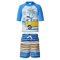 Saint Eve Toddler and Kids Rash Guard Swimsuit - 2-Piece Swim Trunks and Swim Shirt Set for Boys - UPF 50 Sun Protection