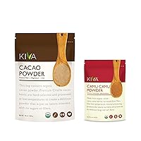 Kiva Organic Cacao Powder Unsweetened Dark Chocolate Made from Criollo Cacao Beans (16 oz) AND Kiva Organic Camu Camu Powder (3.5 oz) 2-Pack Set - Non-GMO, Raw, Vegan