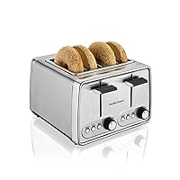 Hamilton Beach Modern Chrome 4 Slice Extra Wide Slot Toaster with Bagel and Defrost Settings, Shade Selector, Toast Boost, Slide-Out Crumb Tray, Auto-Shutoff and Cancel Button, Stainless Steel (24791)