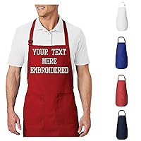 Custom Grill Aprons Chef Kitchen Add Your Text Personalized Embroidered Apron Cooking Baking Full-Length Unisex