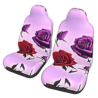 Red and Purple Roses Car seat Covers Front seat Protectors Washable and Breathable Cloth car Seats Suitable for Most Cars