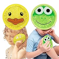 Kids Ice Packs for Boo Boos,2 Packs for Hot Cold Compress,Round Boo Boo Gel Ice Packs for Kids Adults Injuries,Pain Relief,Fevers,First Aid,4.8Inch(Frog+Duck)