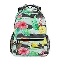 ALAZA Tropical Flowers Leaves Plants Fruits Birds Unisex Schoolbag Travel Laptop Bags Casual Daypack Book Bag