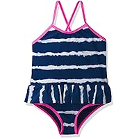 Kensie - Girl's Outerwear Printed One Piece Swimsuit, Navy, 4T