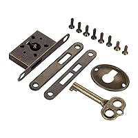 Dophee 1Set Antique Bronze Full Mortise Mini Decorative Locks with Key for Furniture Drawers Wardrobe Cabinet Jewelry Box Lock Replacement